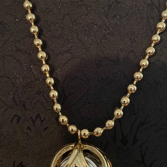 CHRISTIAN DIOR Necklace CD Logo Double Pendant Sphere Gold Chain - Picture 15 of 17